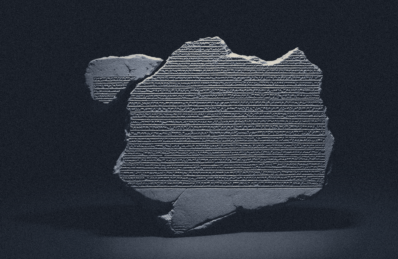Generated impression of a clay cuneiform tablet inscribed with dense wedge-shaped script, warm ochre clay, dramatic side lighting.